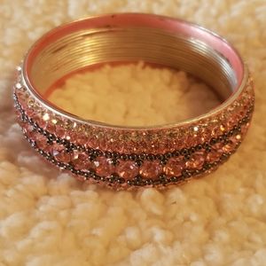 Pink and sliver jewel bangle